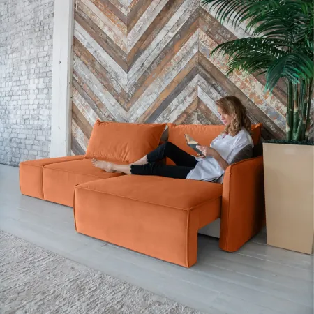ПОРТЛЕНД Диван прямой с банкеткой терракотовый
