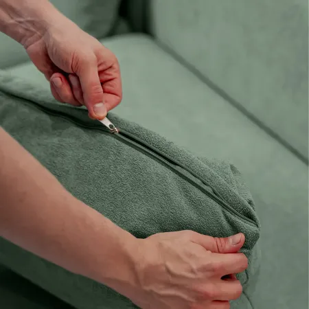 НОВЫЕ ЭМОЦИИ Диван прямой, темно-зеленый, банкетка справа