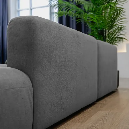 НОВЫЕ ЭМОЦИИ Диван прямой, серый, банкетка справа