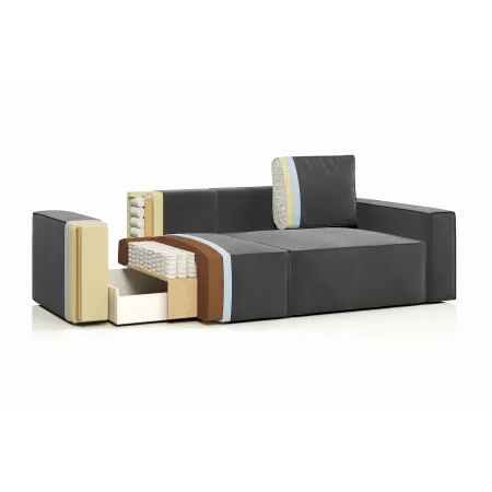 КОРСО Диван прямой с банкеткой, серый