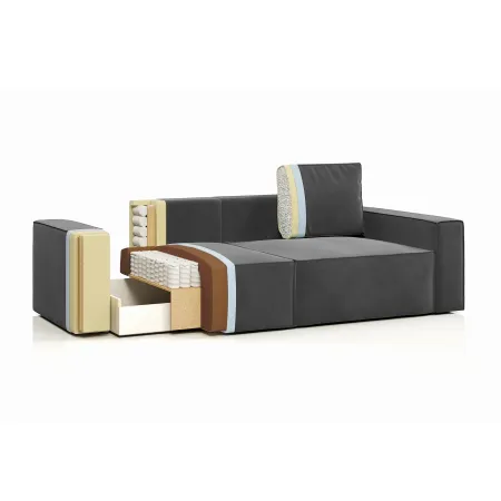 КОРСО Диван угловой с банкеткой, серый