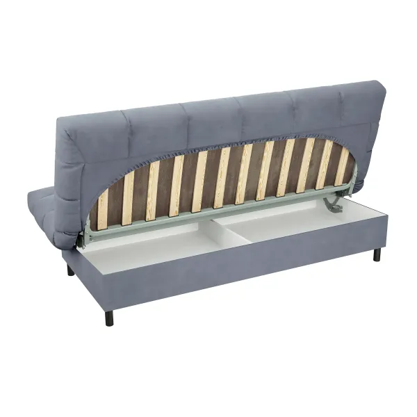 ЮТА Диван прямой серый ППУ, с черными ножками