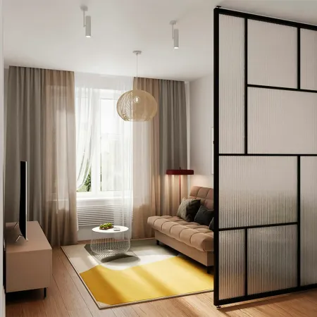 ЮТА Диван прямой коричневый ППУ, с черными ножками