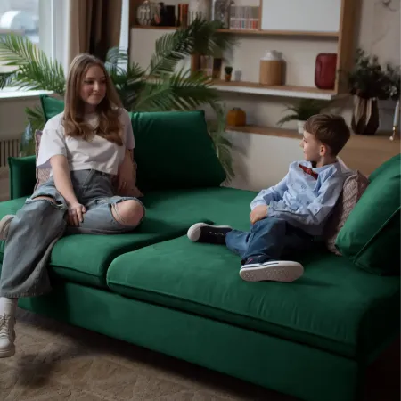 СКАНДИ Диван тканевый прямой изумрудный